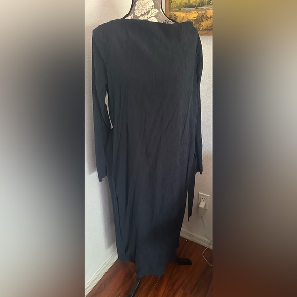 COS Black Tie Front Sheath Midi Dress in Navy Blue - Size 10 - Picture 2 of 8